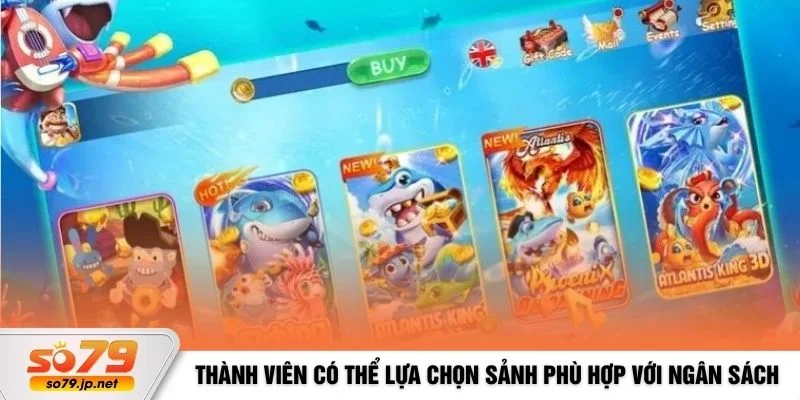 Thành viên có thể lựa chọn sảnh phù hợp với ngân sách