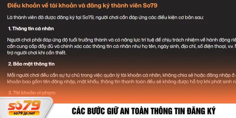 Các bước giữ an toàn thông tin đăng ký