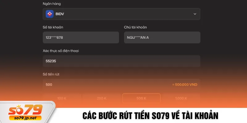 Các bước rút tiền So79 về tài khoản